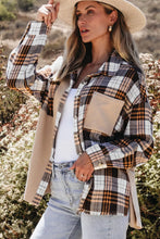 Load image into Gallery viewer, Pocketed Plaid Collared Neck Dropped Shoulder Shacket
