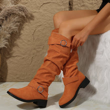 Load image into Gallery viewer, Buckle Round Toe Block Heel Boots (multiple color options)
