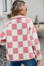 Load image into Gallery viewer, Checkered Snap Down Long Sleeve Teddy Jacket  (multiple color options)
