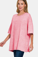 Load image into Gallery viewer, Washed Round Neck Drop Shoulder Oversized T-Shirt in Pink
