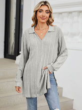 Load image into Gallery viewer, Slit Johnny Collar Long Sleeve Top (multiple color options)
