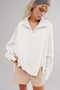 Exposed Seam Side Slit Long Sleeve Sweatshirt (multiple color options)