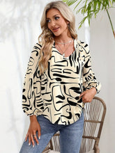 Load image into Gallery viewer, Printed Notched Long Sleeve Blouse
