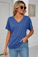 Load image into Gallery viewer, Ruched V-Neck Short Sleeve T-Shirt (multiple color options)
