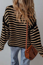 Load image into Gallery viewer, Stripe Drop Shoulder Round Neck Sweater
