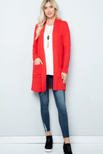 Load image into Gallery viewer, Open Front Cardigan with Pockets in Coral
