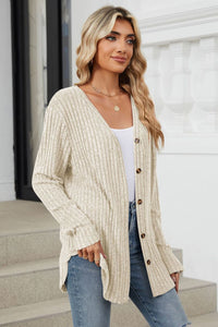 Ribbed Button Up Long Sleeve Cardigan (multiple color options)