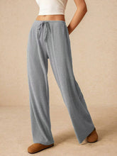 Load image into Gallery viewer, Ribbed Drawstring Wide Leg Pants (multiple color options)
