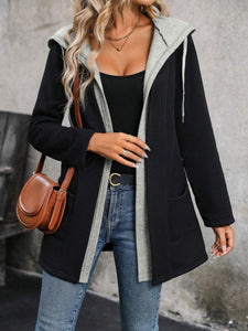 Drawstring Long Sleeve Hooded Jacket (multiple color options)