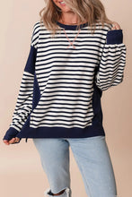 Load image into Gallery viewer, Striped Round Neck Long Sleeve Sweatshirt
