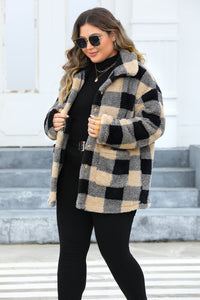 Plaid Button Up Long Sleeve Coat