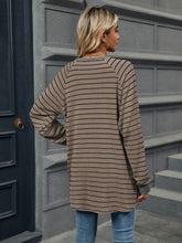 Load image into Gallery viewer, Pocketed Striped Round Neck Long Sleeve T-Shirt (multiple color options)
