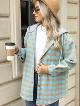 Load image into Gallery viewer, Drawstring Plaid Long Sleeve Hooded Jacket (multiple color options)
