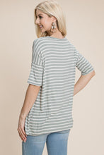 Load image into Gallery viewer, Striped Round Neck T-Shirt in Sage
