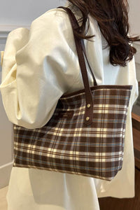 Plaid PU Leather Tote Bag (multiple color options)