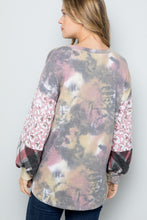 Load image into Gallery viewer, Tie-Dye V-Neck Printed Sleeve Blouse
