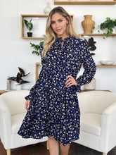 Load image into Gallery viewer, Printed Ruffle Hem Long Sleeve Tiered Dress (multiple color options)
