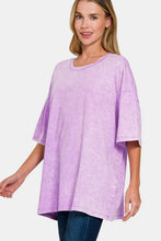 Load image into Gallery viewer, Washed Round Neck Drop Shoulder Oversized T-Shirt in Pink/Purple
