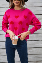 Load image into Gallery viewer, Heart Round Neck Long Sleeve Sweater (multiple color options)
