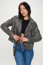 Load image into Gallery viewer, Zip Up Biker Jacket with Belt
