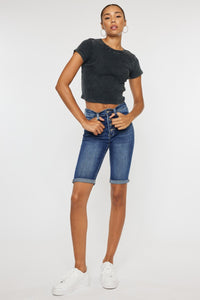 Cat's Whiskers Button Fly Denim Shorts by Kancan