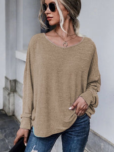 Double Tie Drop Shoulder Long Sleeve Top (multiple color options)