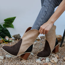 Load image into Gallery viewer, Suede Square Toe Block Heel Boots  (multiple color options)
