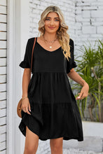 Load image into Gallery viewer, Mandy V-Neck Flounce Sleeve Tiered Dress (multiple color options)
