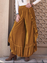 Load image into Gallery viewer, Slit Ruffled Wide Leg Pants (multiple color options)
