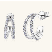 Load image into Gallery viewer, Moissanite 925 Sterling Silver C-Hoop Earrings (silver or gold)
