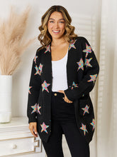 Load image into Gallery viewer, Star Pattern Open Front Cardigan with Pockets (multiple color options)
