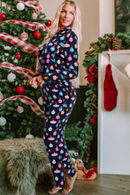 Load image into Gallery viewer, Christmas Lights Print Collared Neck Top and Pants PJ Set
