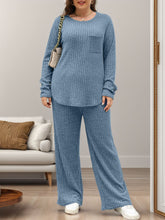 Load image into Gallery viewer, Round Neck Long Sleeve Top and Pants Lounge Set  (multiple color options)
