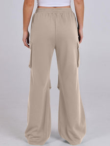 Elastic Waist Wide Leg Pants with Pockets (multiple color options)