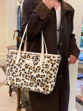 Load image into Gallery viewer, Leopard Faux Fur Tote Bag with Coin Purse (2 color options)
