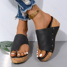 Load image into Gallery viewer, PU Leather Wedge Sandals  (multiple color options)
