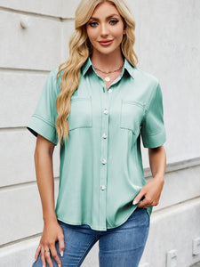 Collared Neck Short Sleeve Shirt (multiple color options)