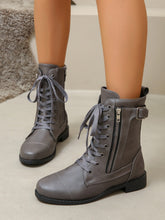 Load image into Gallery viewer, PU Leather Lace-Up Boots (multiple color options)
