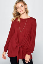 Load image into Gallery viewer, Round Neck Knot Front Hacci Blouse
