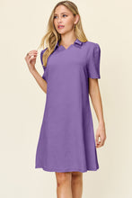 Load image into Gallery viewer, Texture Collared Neck Short Sleeve Dress (multiple color options)
