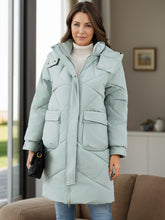 Load image into Gallery viewer, Long Sleeve Longline Hooded Winter Coat with Pockets (multiple color options)
