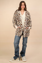 Load image into Gallery viewer, Fuzzy Leopard Long Sleeve Hooded Jacket
