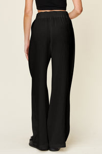 Texture Drawstring Wide Leg Pants (multiple color options)