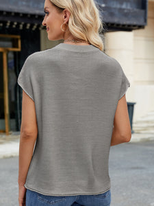 Exposed Seam Round Neck Short Sleeve Sweater (multiple color options)