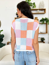 Load image into Gallery viewer, Color Block Round Neck Cap Sleeve Knit Top (multiple color options)
