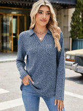 Load image into Gallery viewer, Ribbed Johnny Collar Long Sleeve Top (multiple color options)
