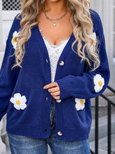 Load image into Gallery viewer, Crochet Flower Button Up Cardigan (multiple color options)
