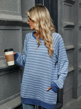 Load image into Gallery viewer, Pocketed Striped Round Neck Long Sleeve T-Shirt (multiple color options)
