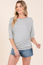 Load image into Gallery viewer, Striped Boat Neck Dolman Sleeve Top in Ivory
