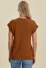 Load image into Gallery viewer, Cable-Knit Round Neck Cap Sleeve Sweater (multiple color options)
